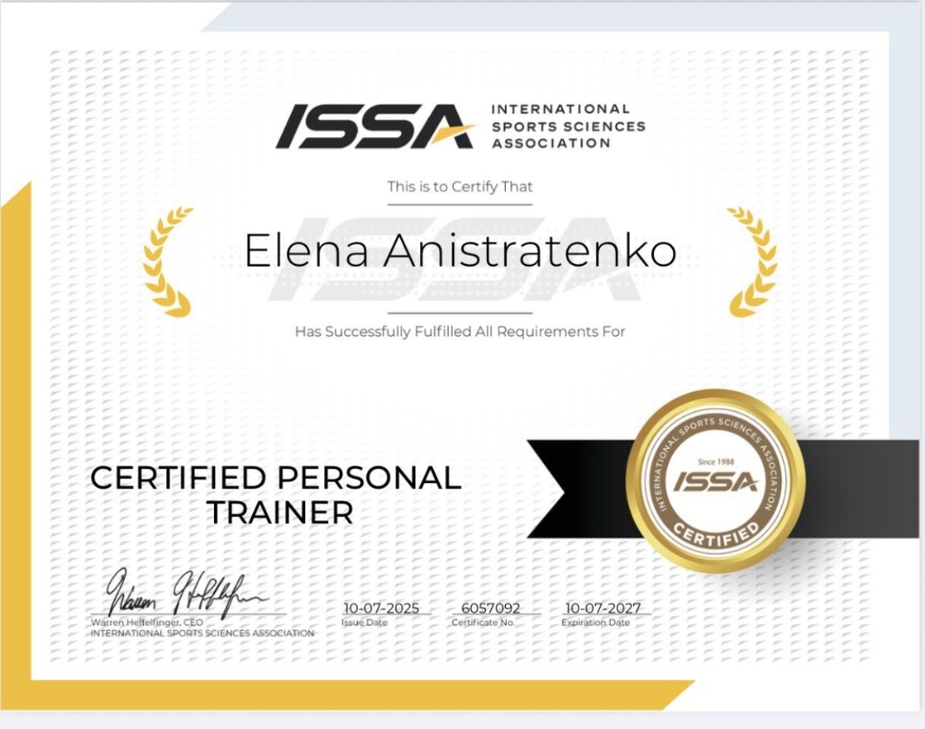 ISSA Certified Personal Trainer Certificate